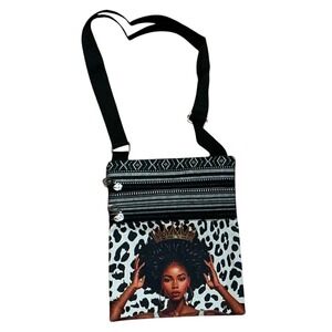 Black Girl Magic Crown Queen Afro African American Crossbody Bag
